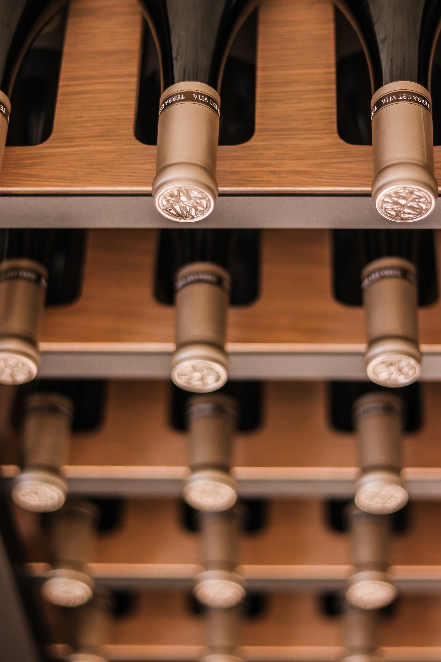 Veneto Wine Rack 36 Bottle | Black Aluminum Frame Oak Shelves