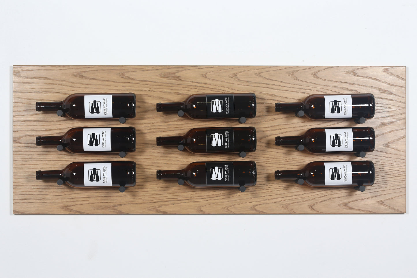 Wine Display Pins 10 Bottle Set | Label Facing Black Wall Mount