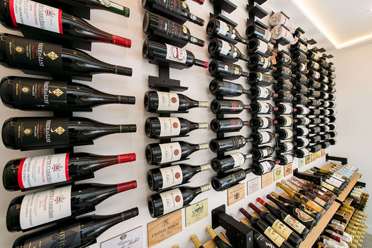 Wall Mounted Wine Rack 14 Bottle Display | 1400mm Black Spine Holder