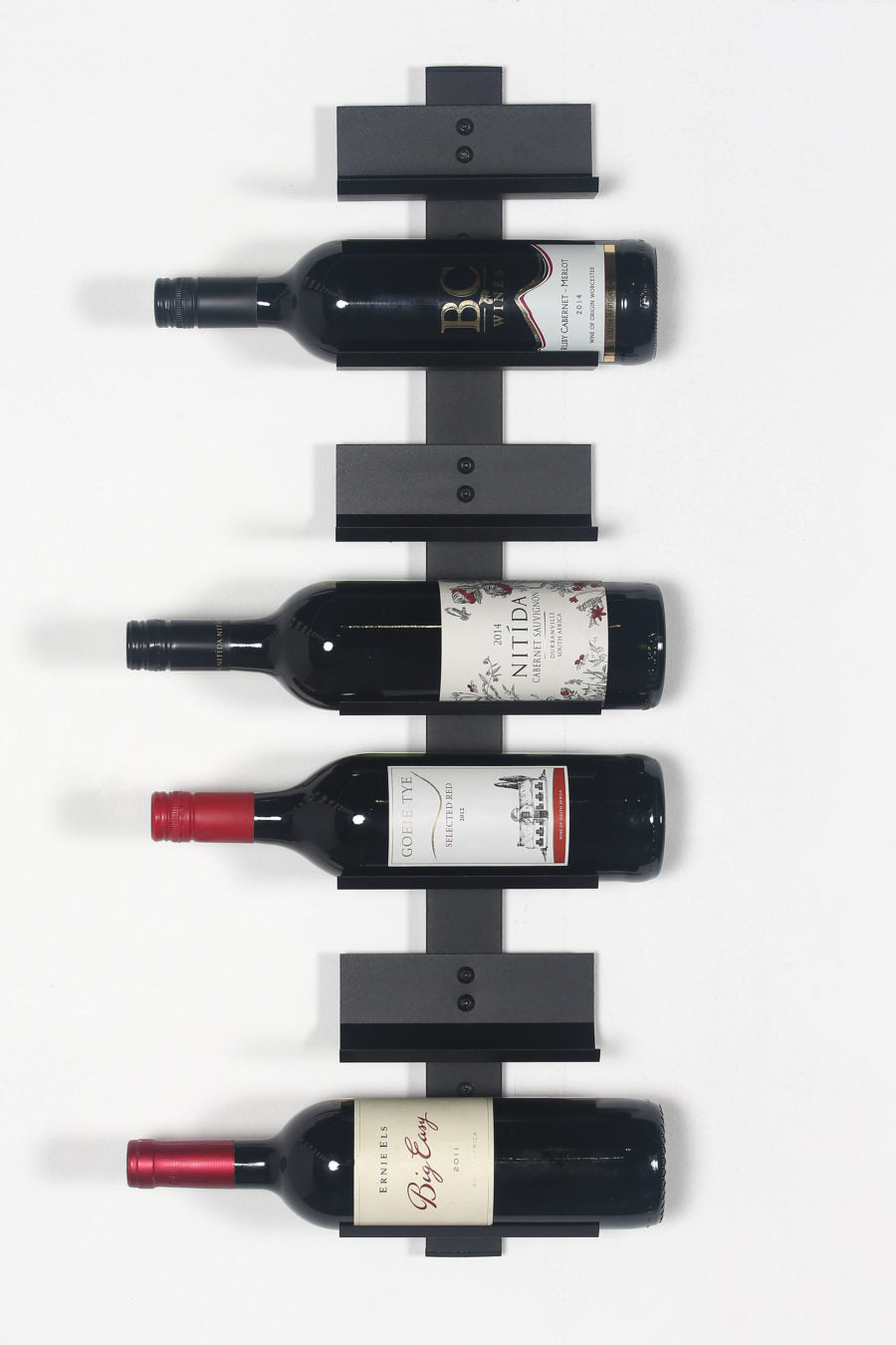 Wall Mounted Wine Rack 7 Bottle Display | 700mm Black Spine Holder